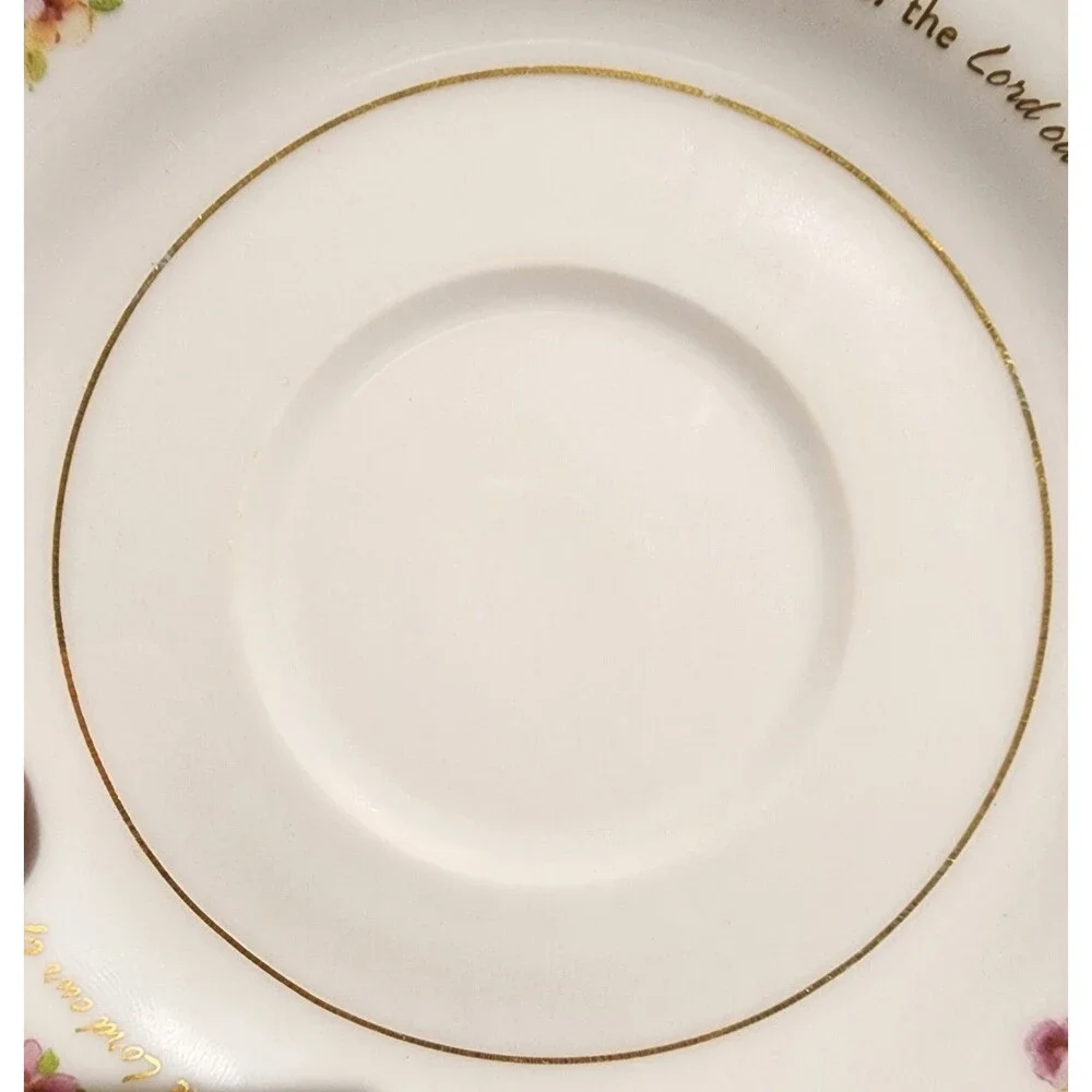 DaySpring Teacup Saucer Psalm KJV 90:17 Bible Verse Christian Scripture Vtg 2 Pc